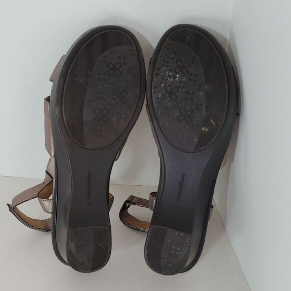 Naturalizer Villette Metallic Leather Bronze Wedge Heel Sandals Size 10W - Picture 10 of 11